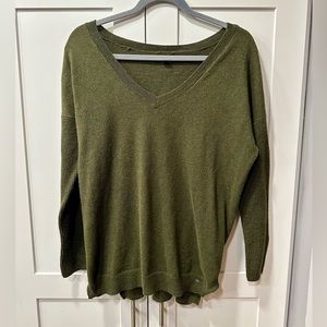 American Eagle Outfitters Olive Green V-neck Sweater